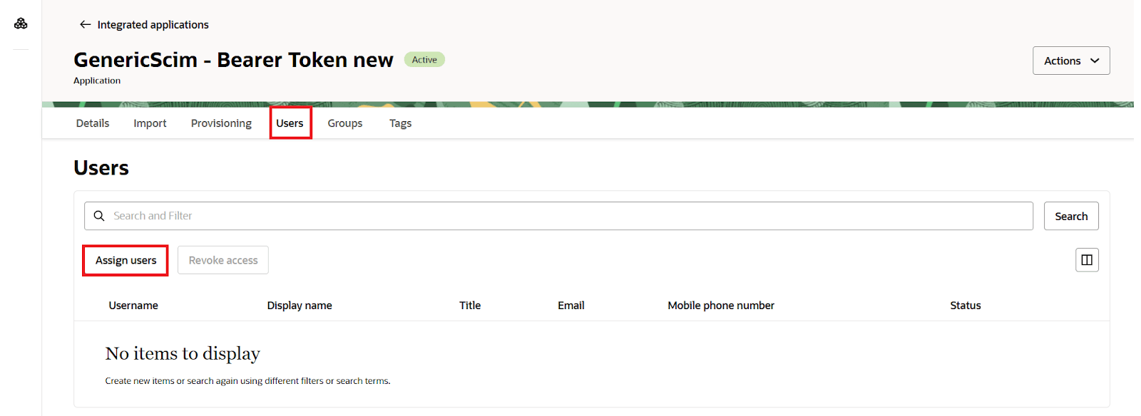 User provisioning with Oracle Cloud of SCIM Standard, Assign Users
