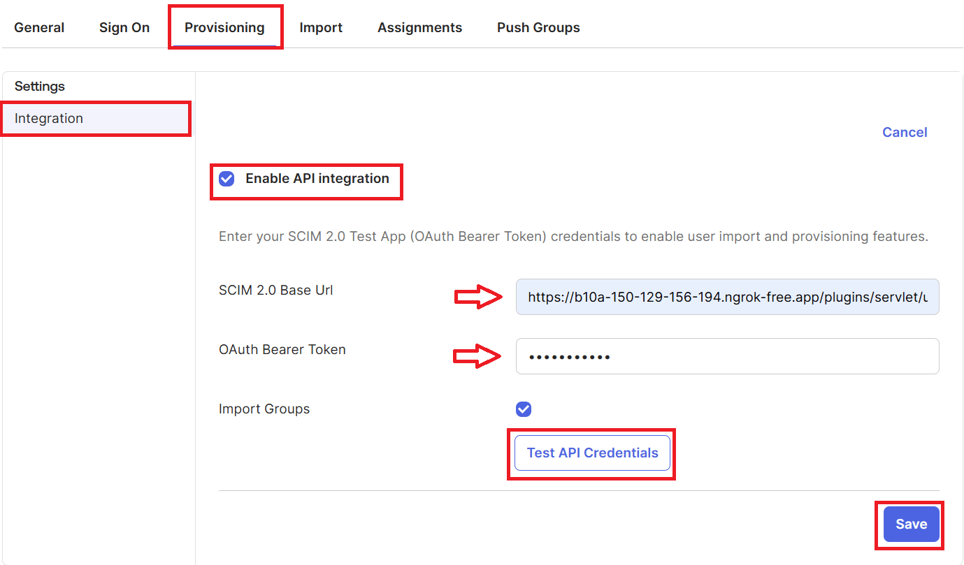 User provisioning with Okta of SCIM Standard provisioning- Enable API integration