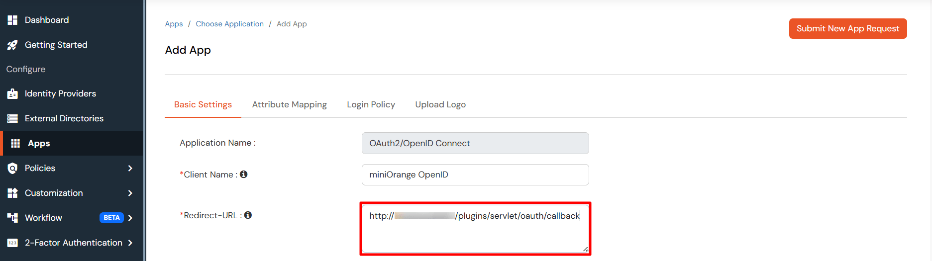 OAuth/OpenID/OIDC Single Sign On (SSO), miniOrange SSO, Fill Application Information