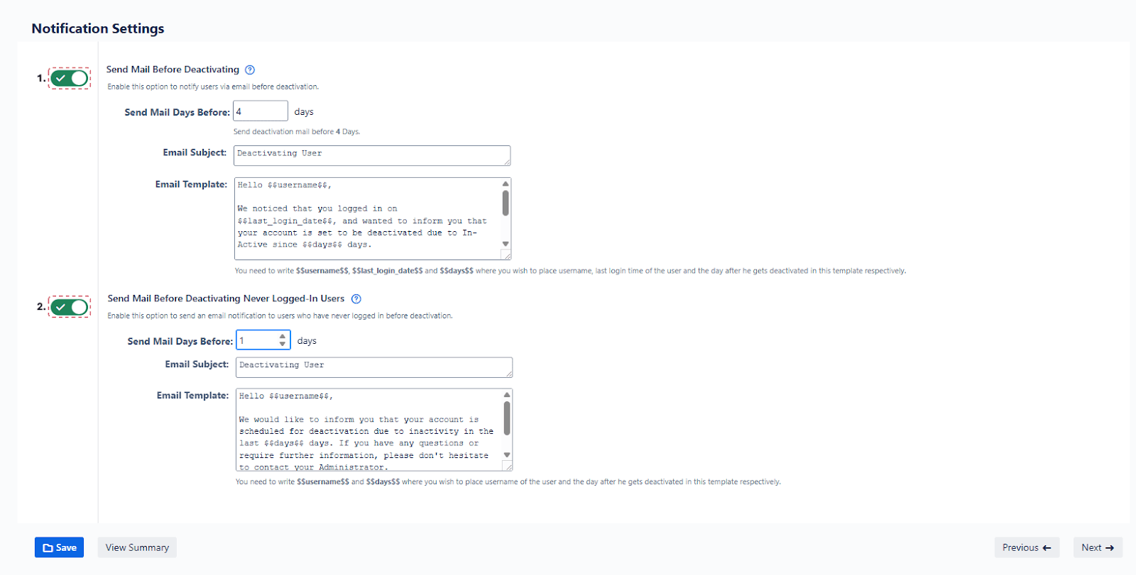 Setup Bulk User Management fo Jira, activate-deactivate-users-deactivate-tab-notification-settings