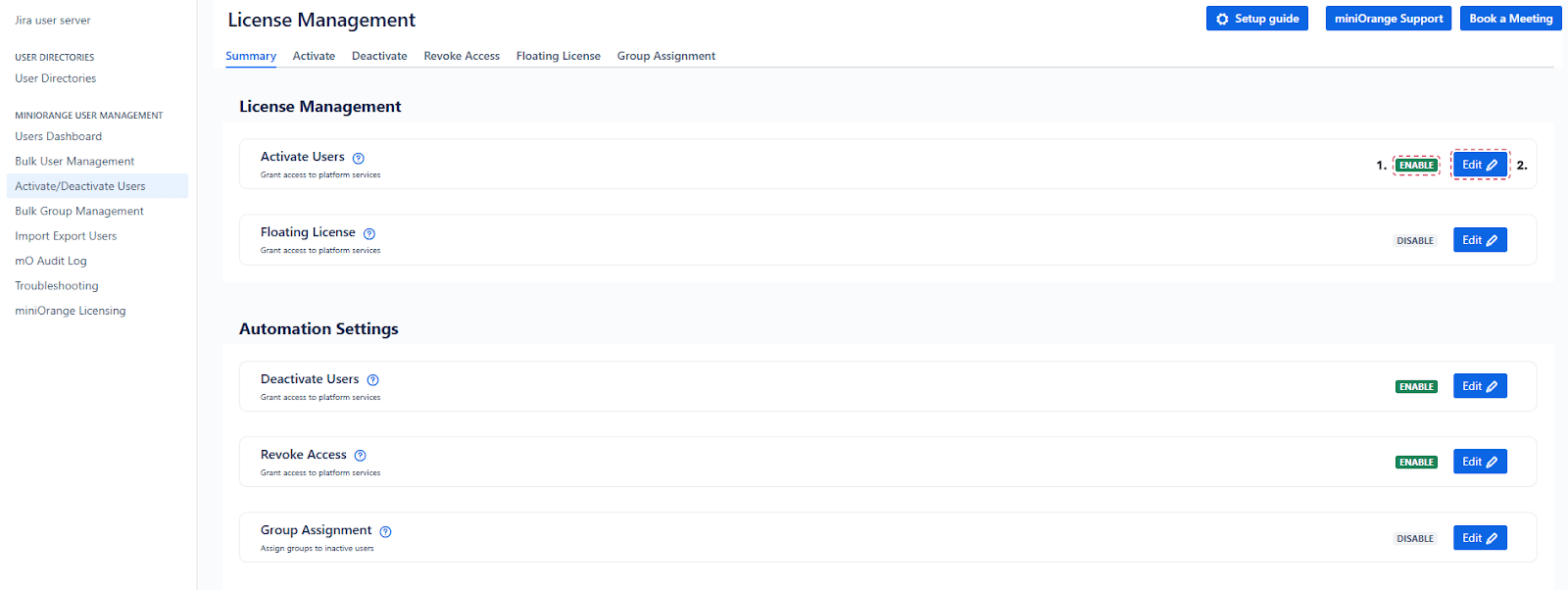 Setup Bulk User Management fo Jira, activate-deactivate-users-summary-tab
