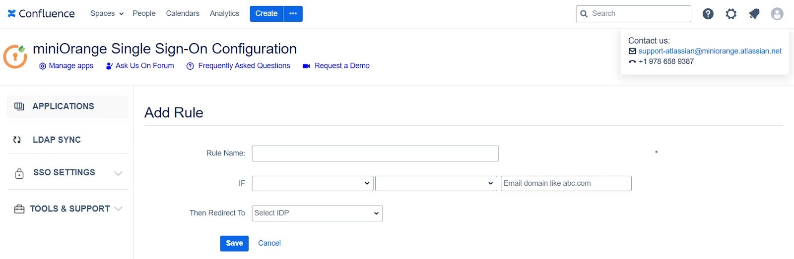 miniOrange SAML SSO + SCIM app's Add Rule window