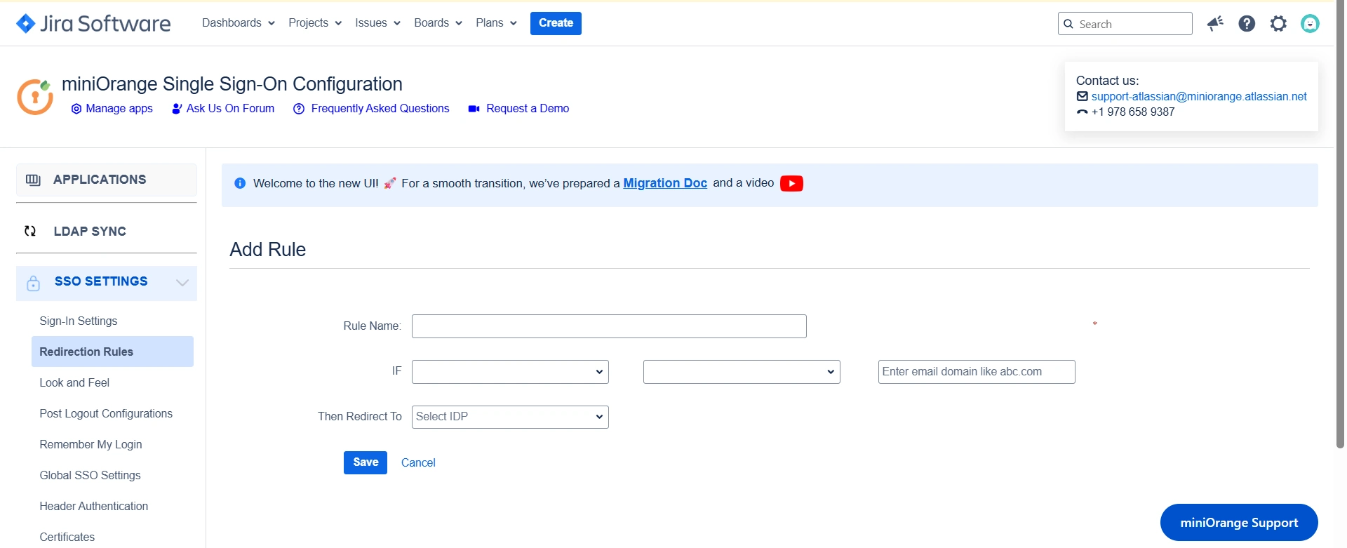 miniOrange SAML SSO + SCIM app's Add Rule window