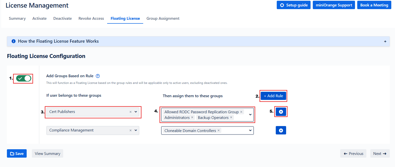 Automated user management floating license config