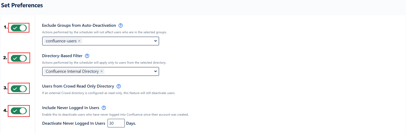 Automated user management set preferences
