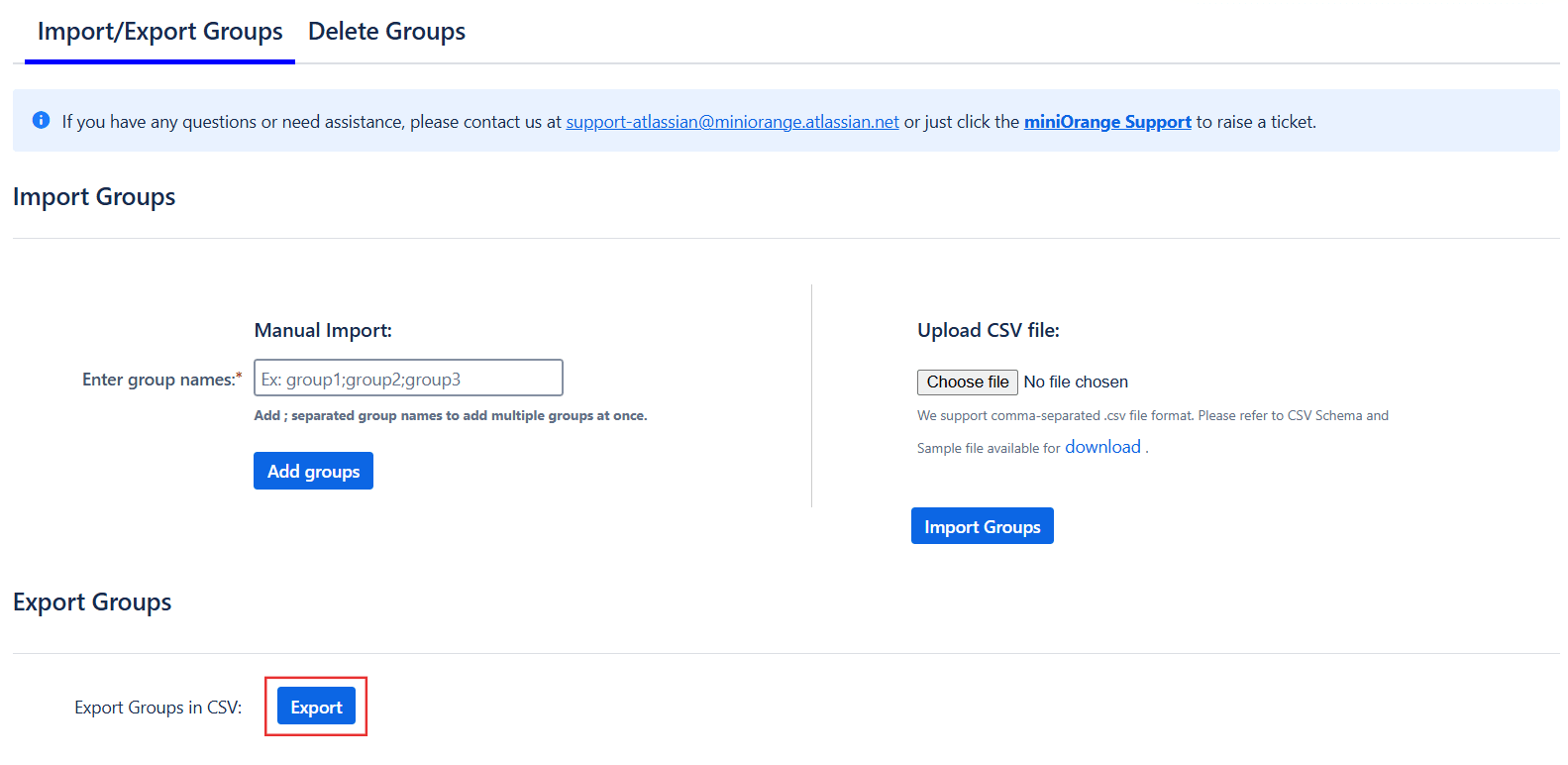 Bulk group management export groups