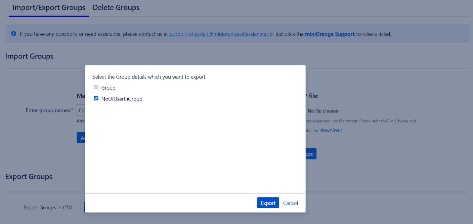Bulk group management group details to export