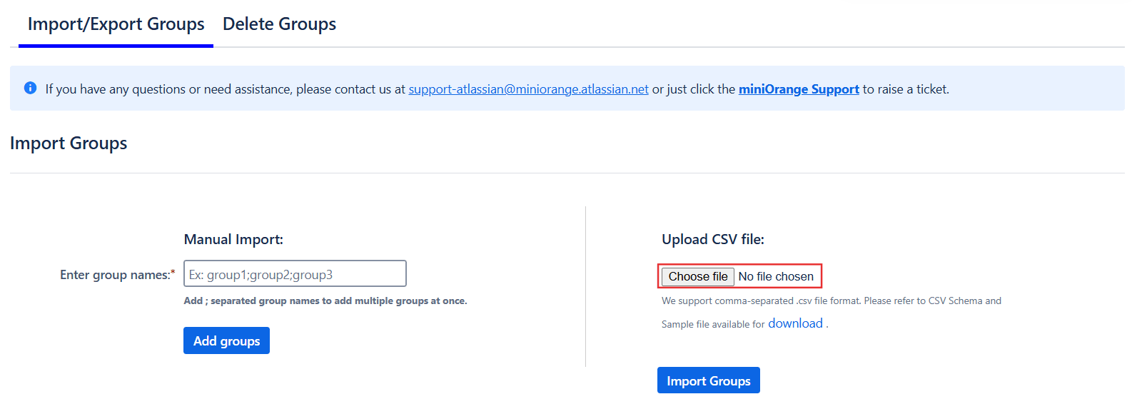 Bulk group management manual upload csv