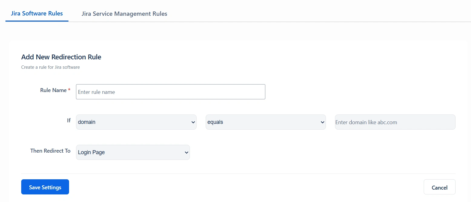 saml and oauth, atlassian single sign on, OAuth / OpenID Single Sign On (SSO) into Jira, Add Rule window in the Redirection Rules tab
