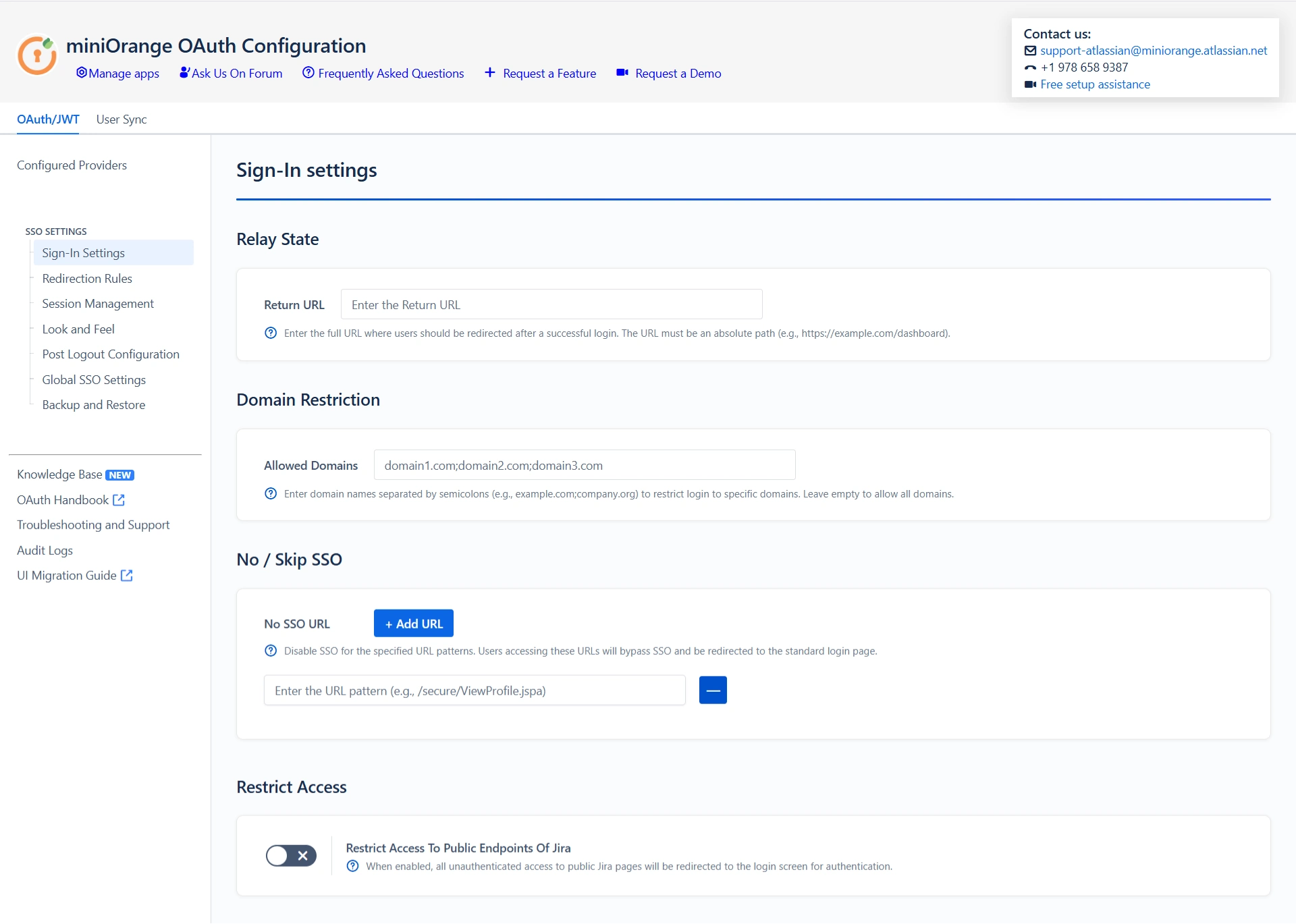 oauth authentication, single sign on login, OAuth / OpenID Single Sign On (SSO) into Jira , provision for configuring sign-in settings in the plugin