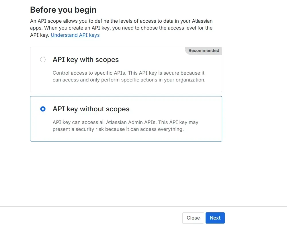 API Key Without Scopes for DLP