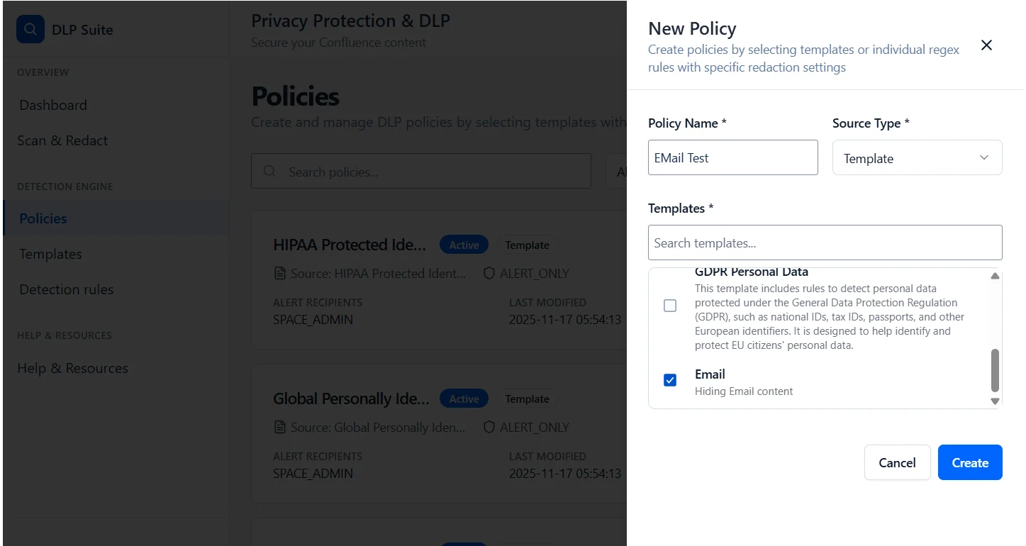 DLP Confluence New Policy