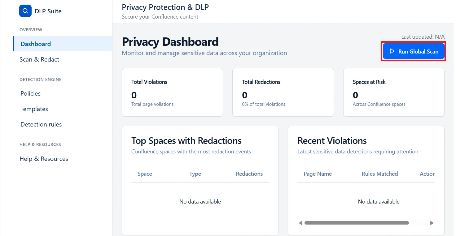 DLP Confluence Run Global Scan