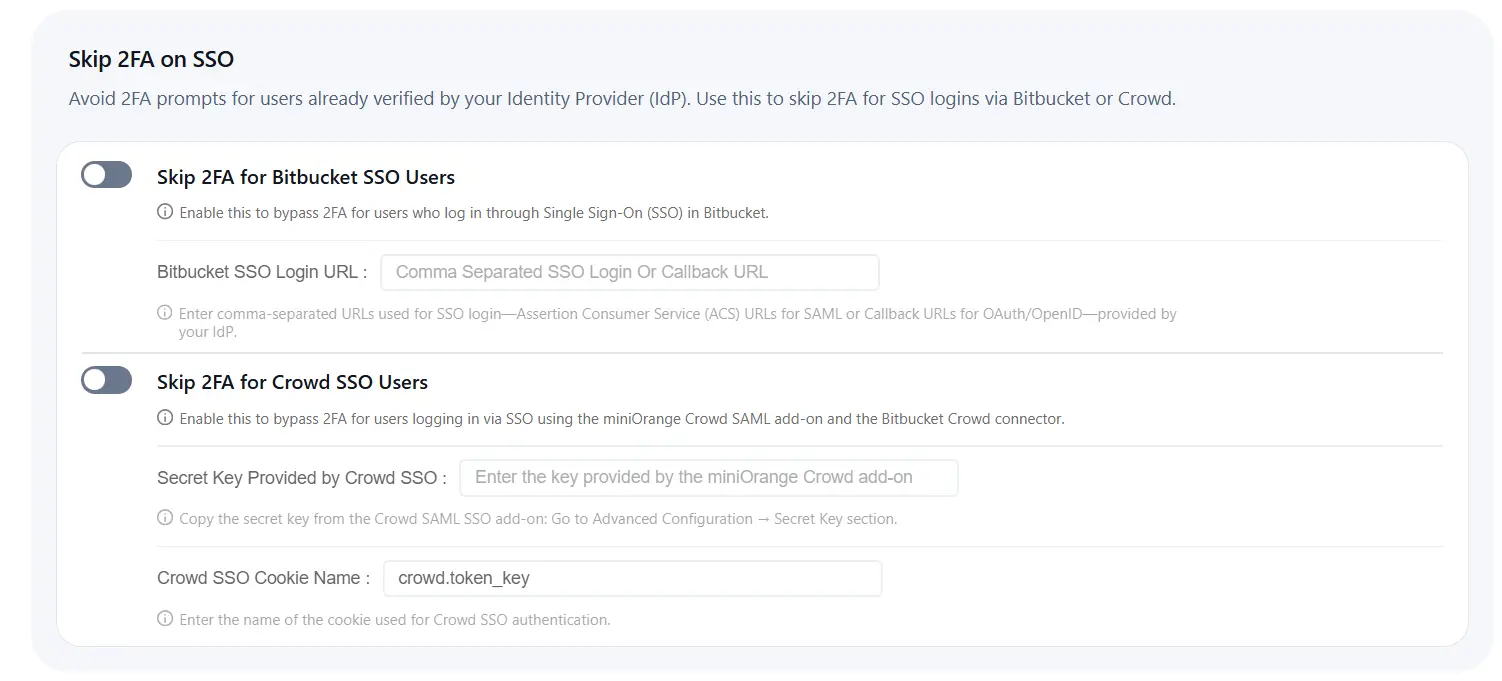 Setup Two Factor (2FA / MFA) Authentication for Bitbucket using OTP, KBA, TOTP methods settings
