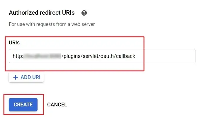 Authorized Redirect URIs section in the Google APIs & Services page