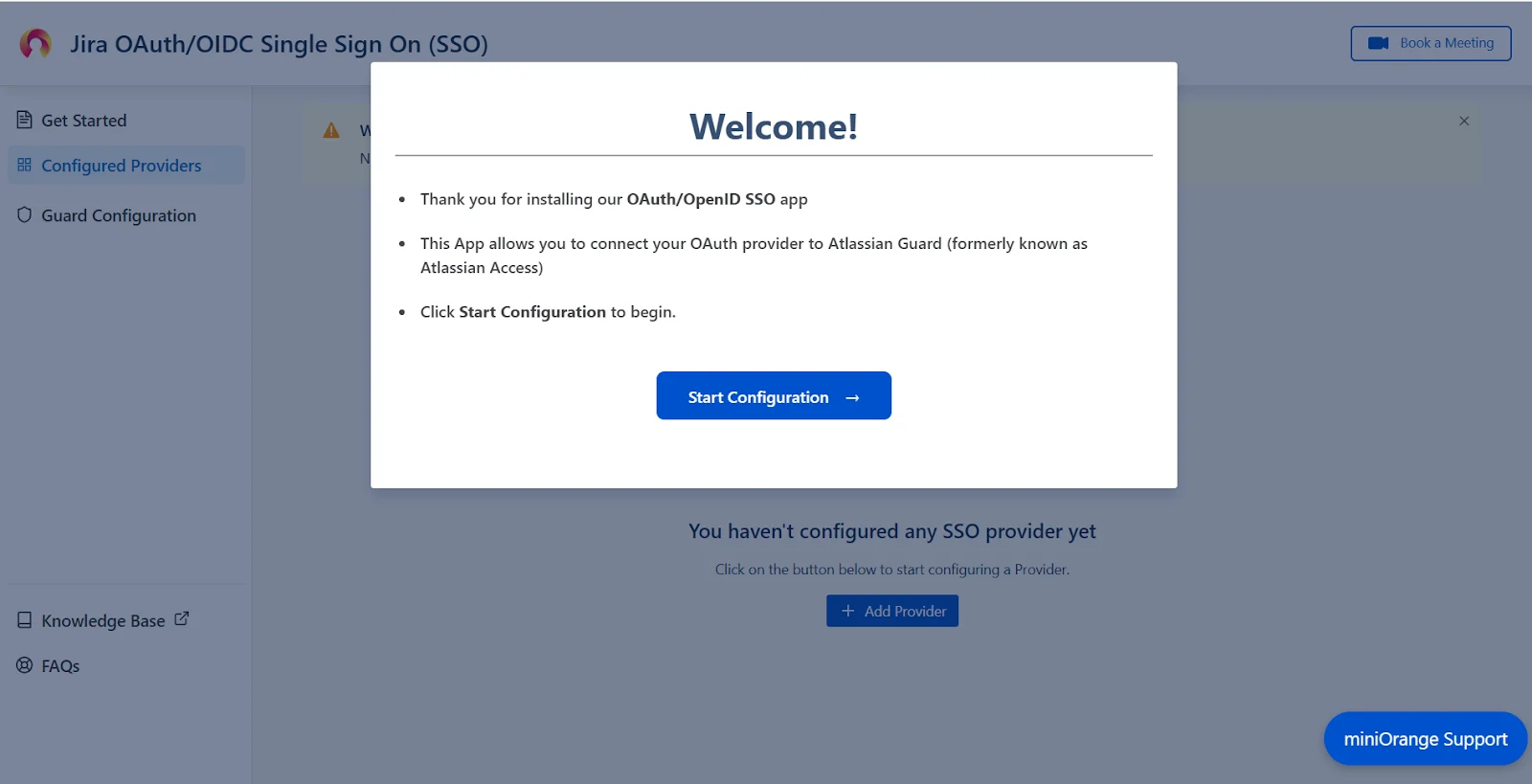 Welcome window of mO Jira OAuth/OIDC SSO app.