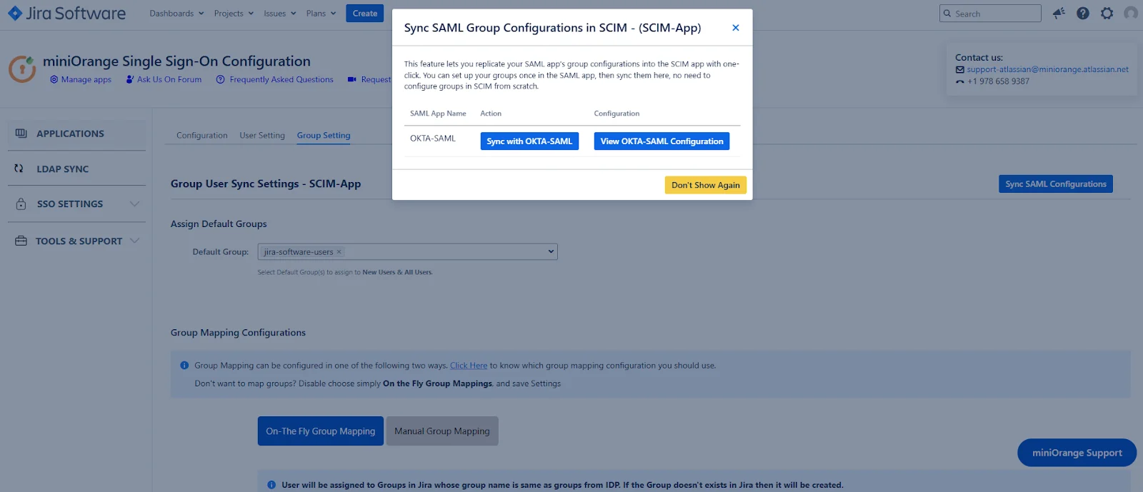 Sync SAML Group Configuration in SCIM section inside the miniOrange SAML + SCIM Bundle app