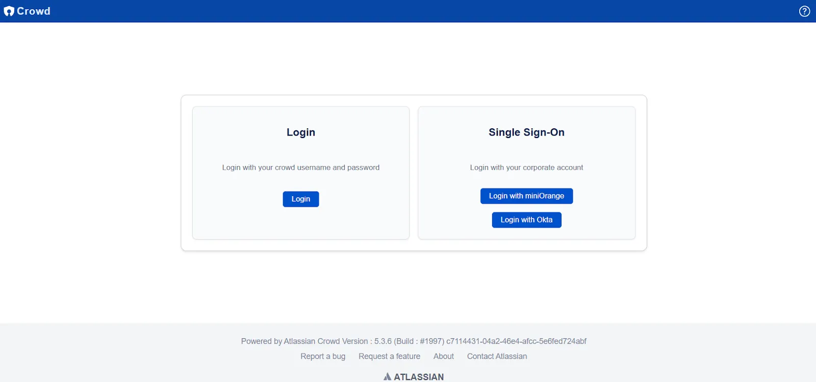 SAML Single Sign On (SSO) into Crowd, login buttons on login page for multiple IDP