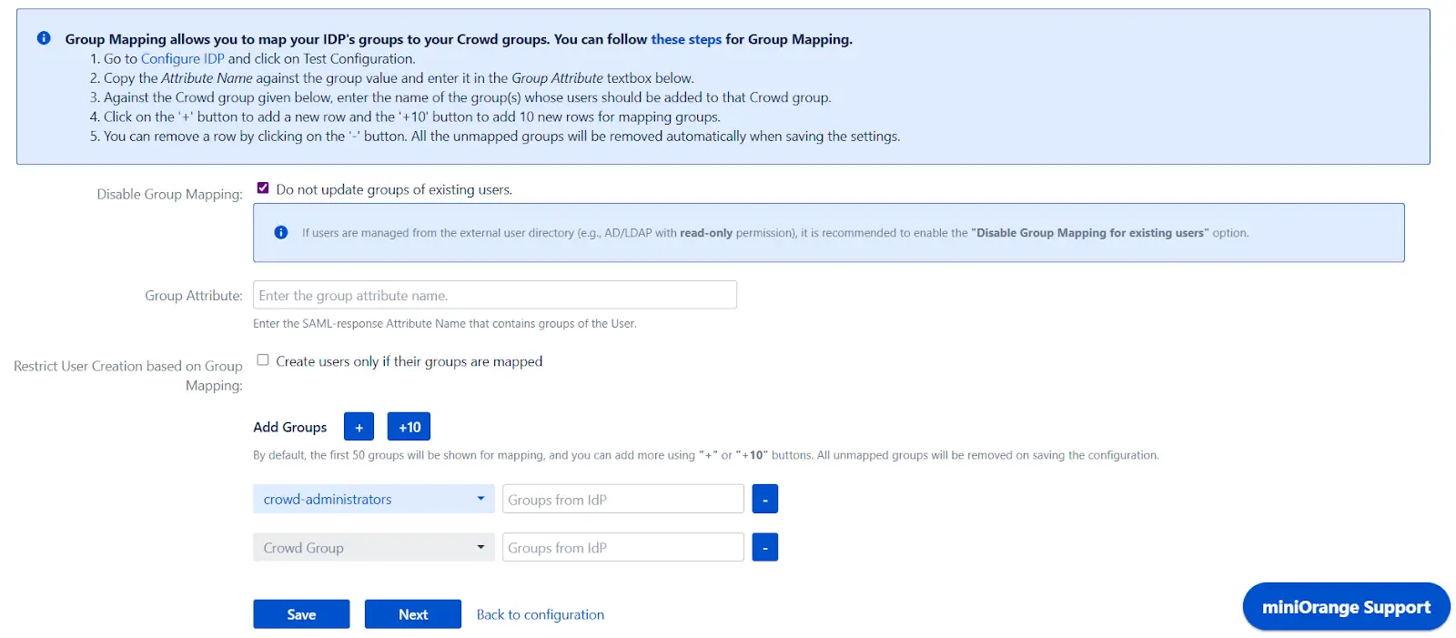 SAML Single Sign On (SSO) into Crowd, Manual group mapping