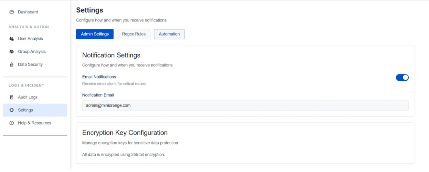 Migration Assistant Admin Settings