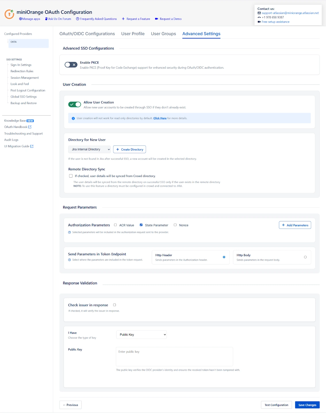 Advanced Settings OAuth OpenID SSO