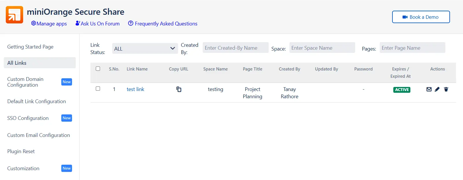 Secure share all links