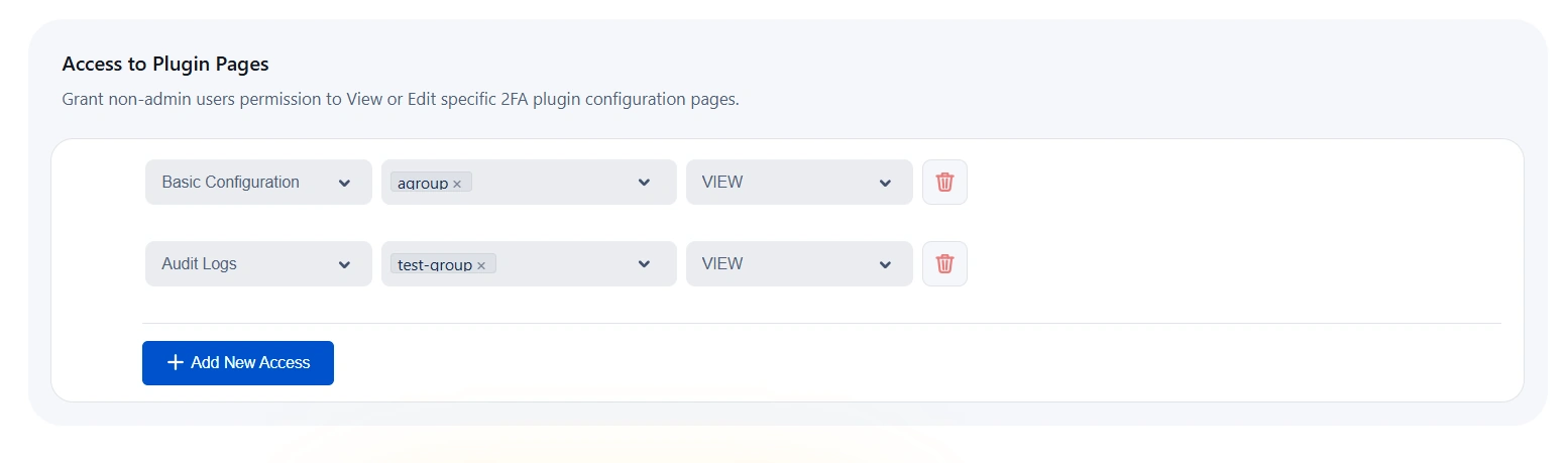 Access to Plugin Pages configuration in 2FA plugin