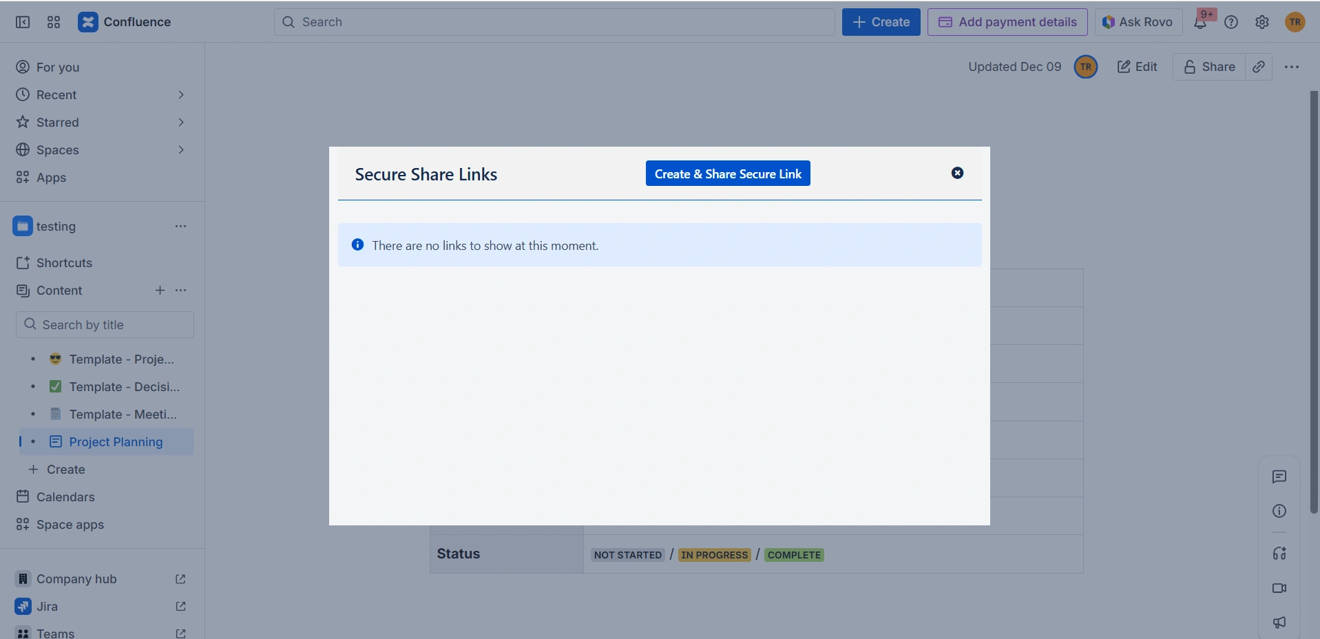 create and share secure link