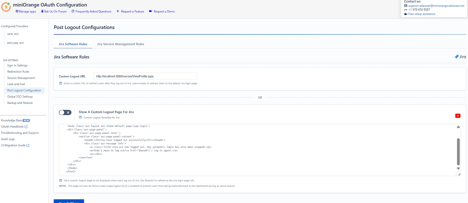 Post Logout Configuration OAuth OpenID SSO