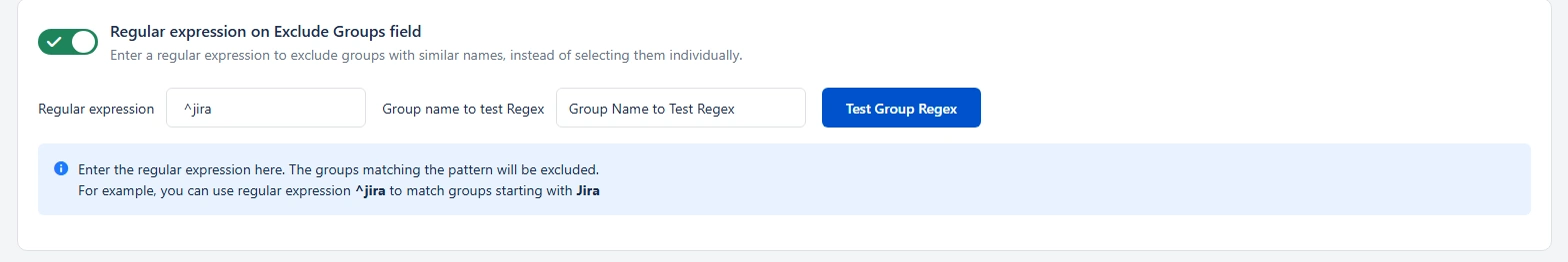 Regular expression on Exclude Groups OAuth OpenID SSO