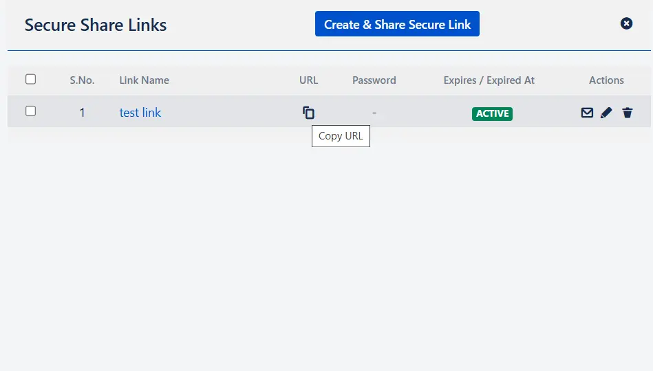 secure share links created