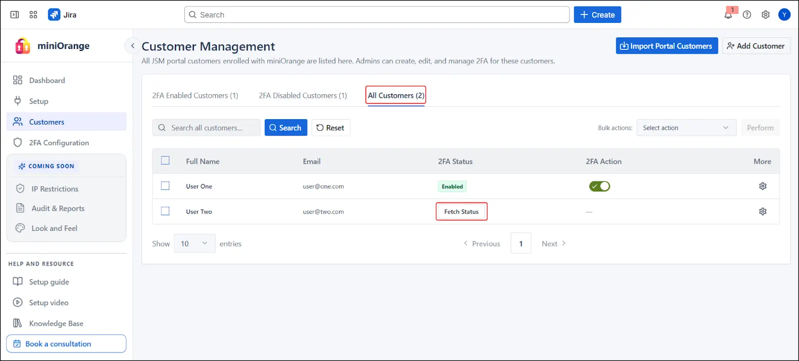 All Customers Fetch Status