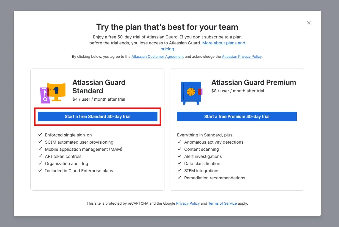 Atlassian Guard Plan