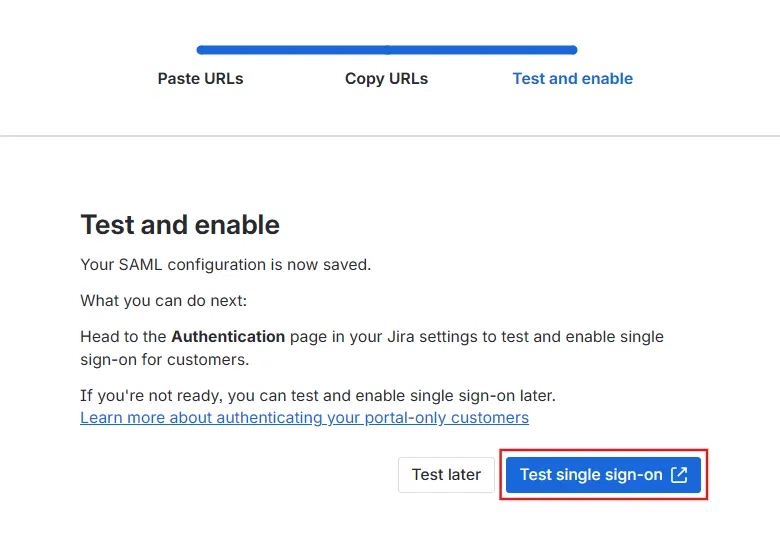 Click Test SSO Button