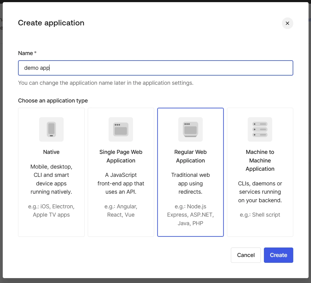 Create app in Auth0 Cloud SAML SSO