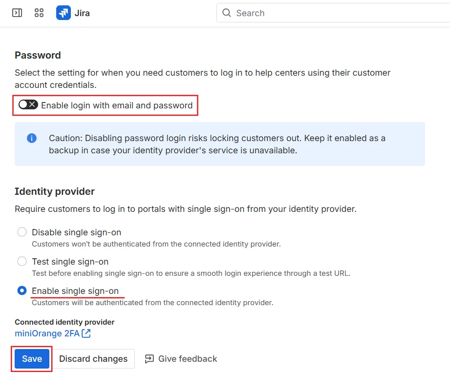 Disable Email Password and Enable SSO