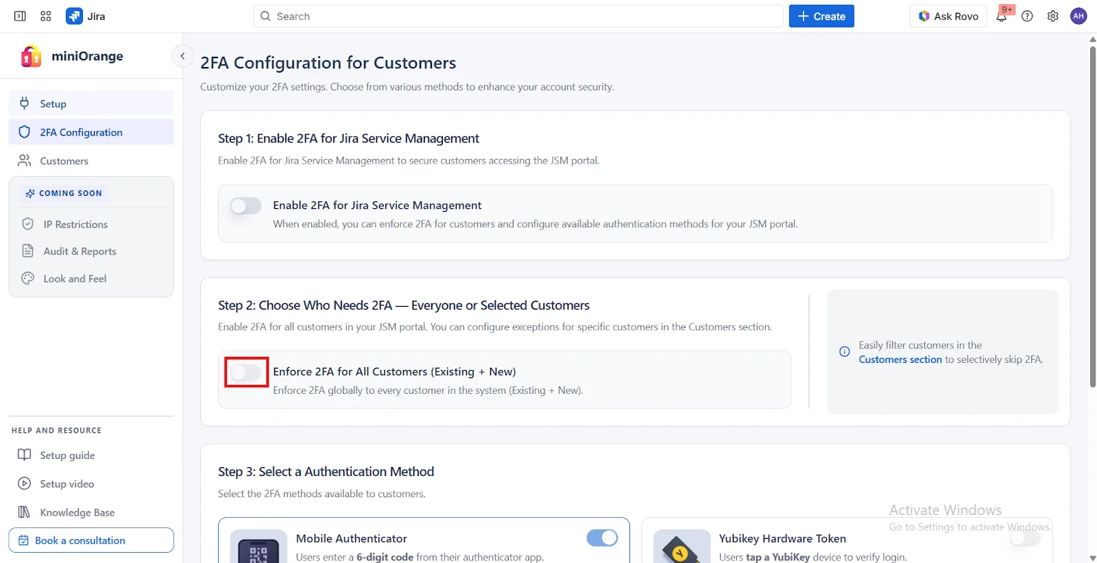 Enforce 2FA for All Customers