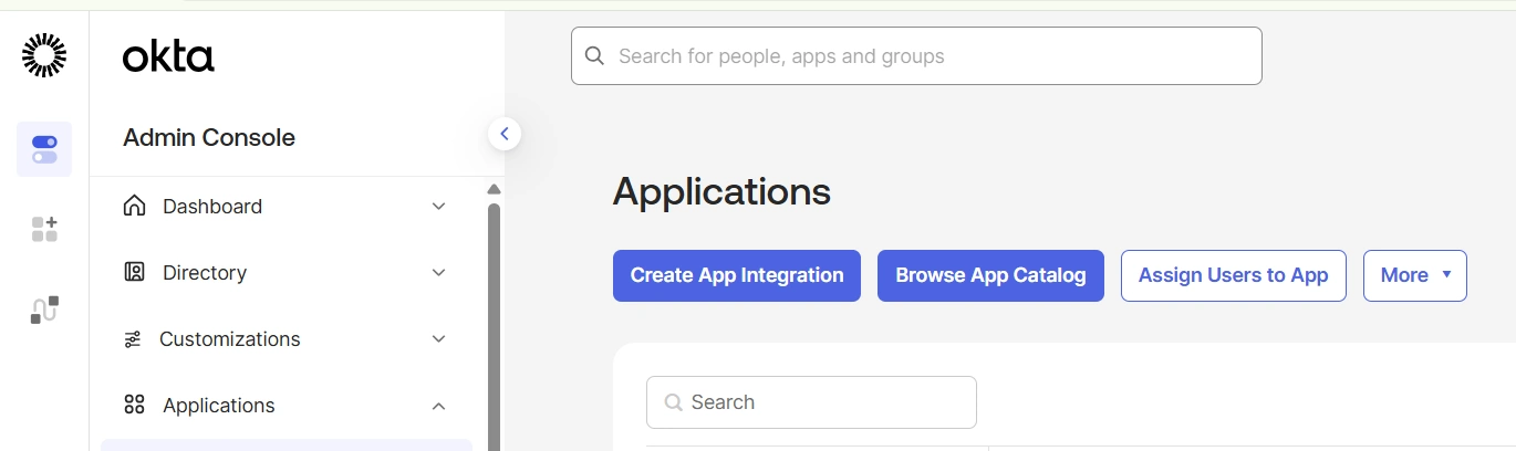 okta Dashboard Cloud SAML SSO