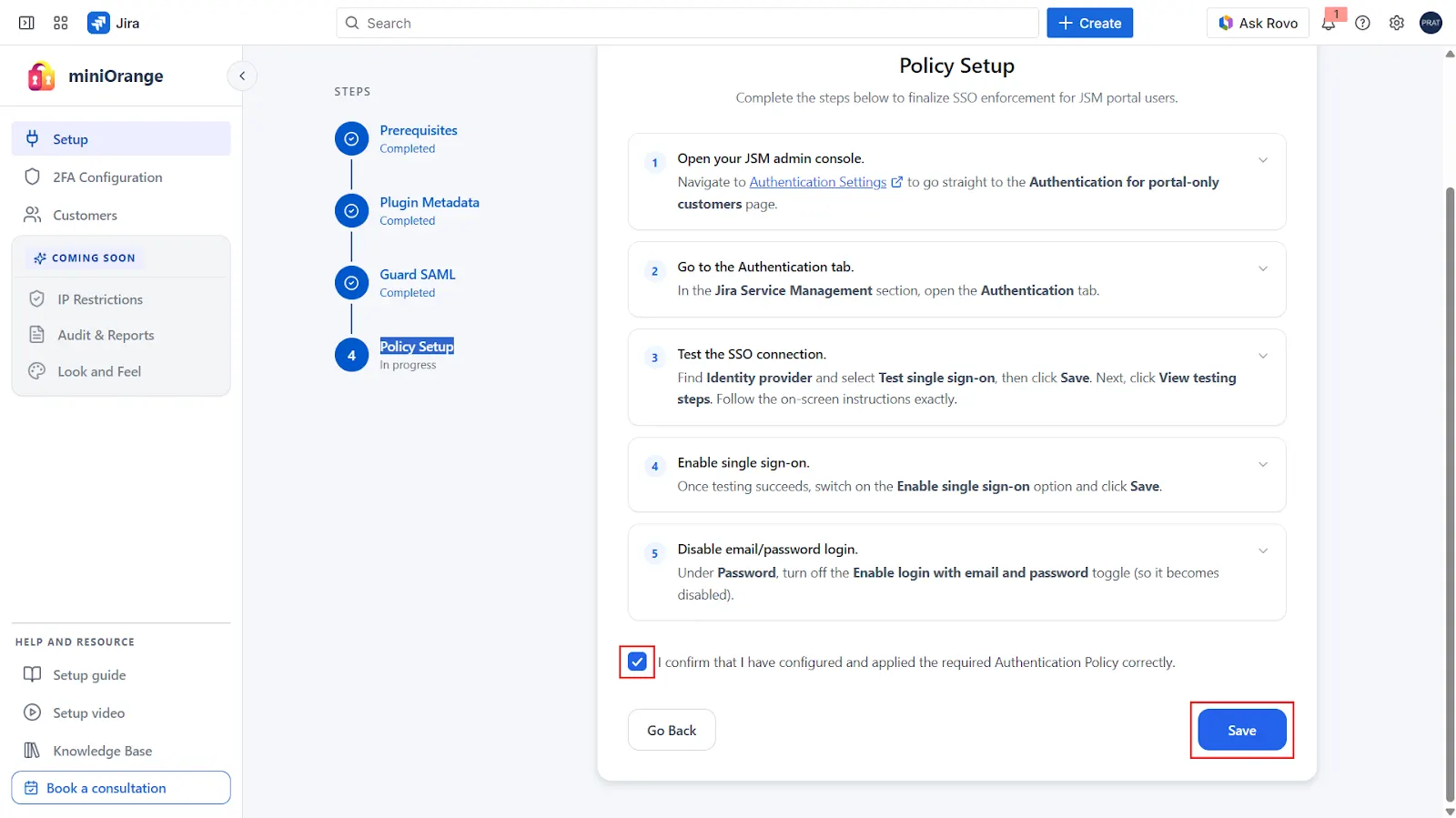 Policy Setup in 2FA Cloud