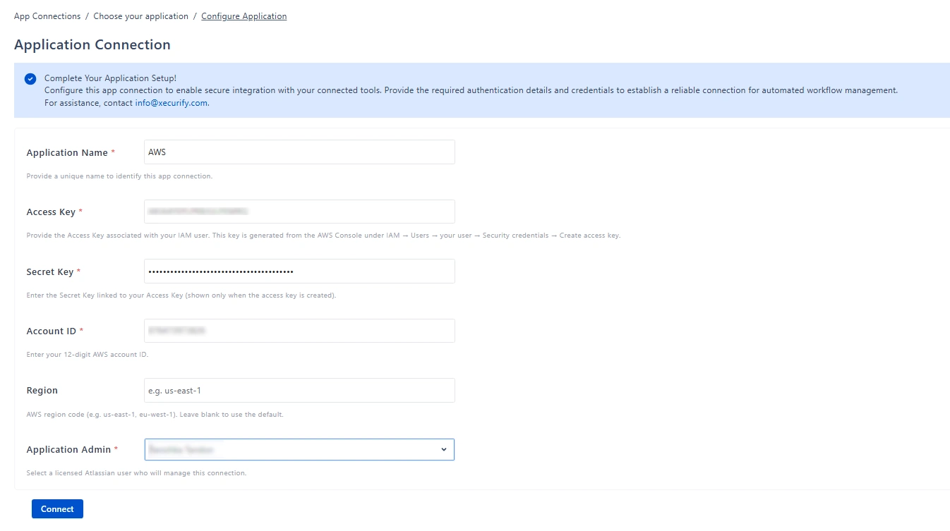 Application Connection - miniOrange Access Governance app