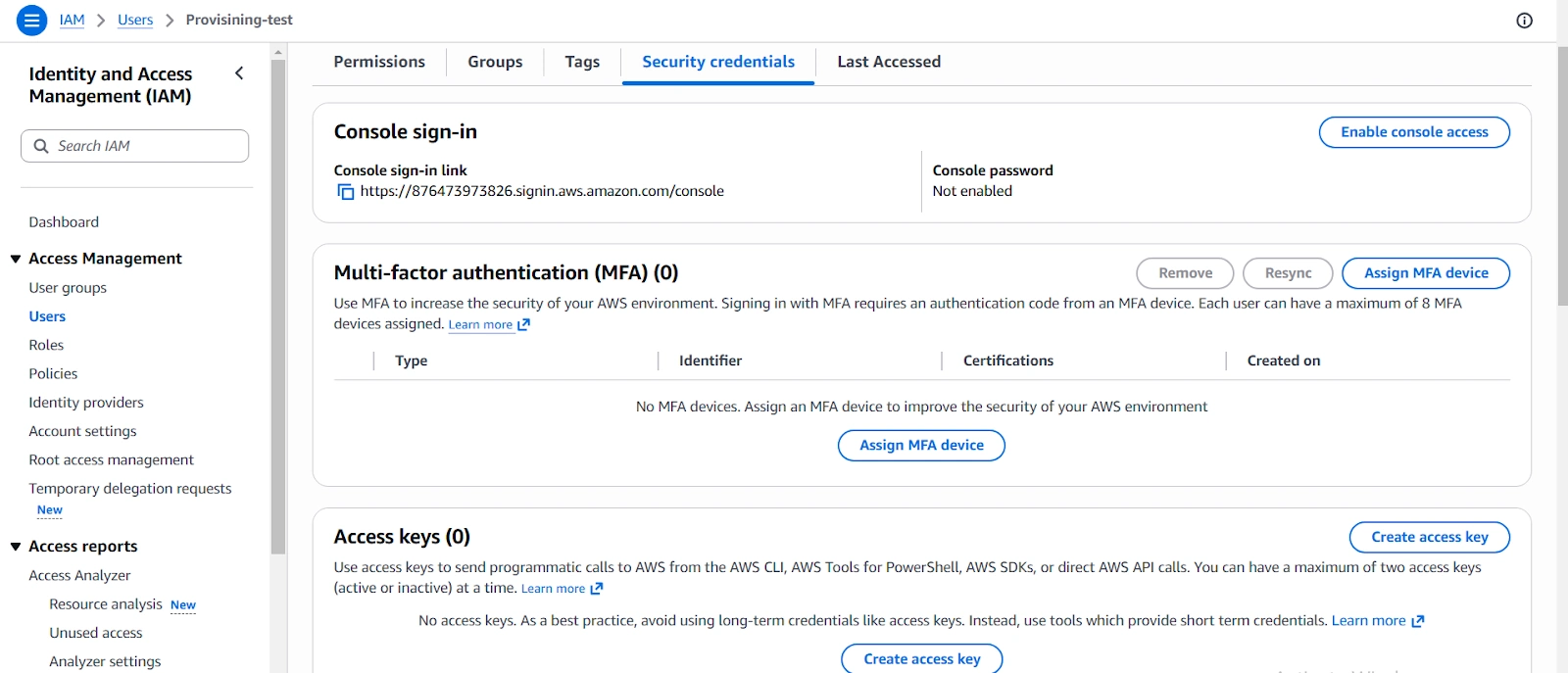 Security Credentials - miniOrange Access Governance app