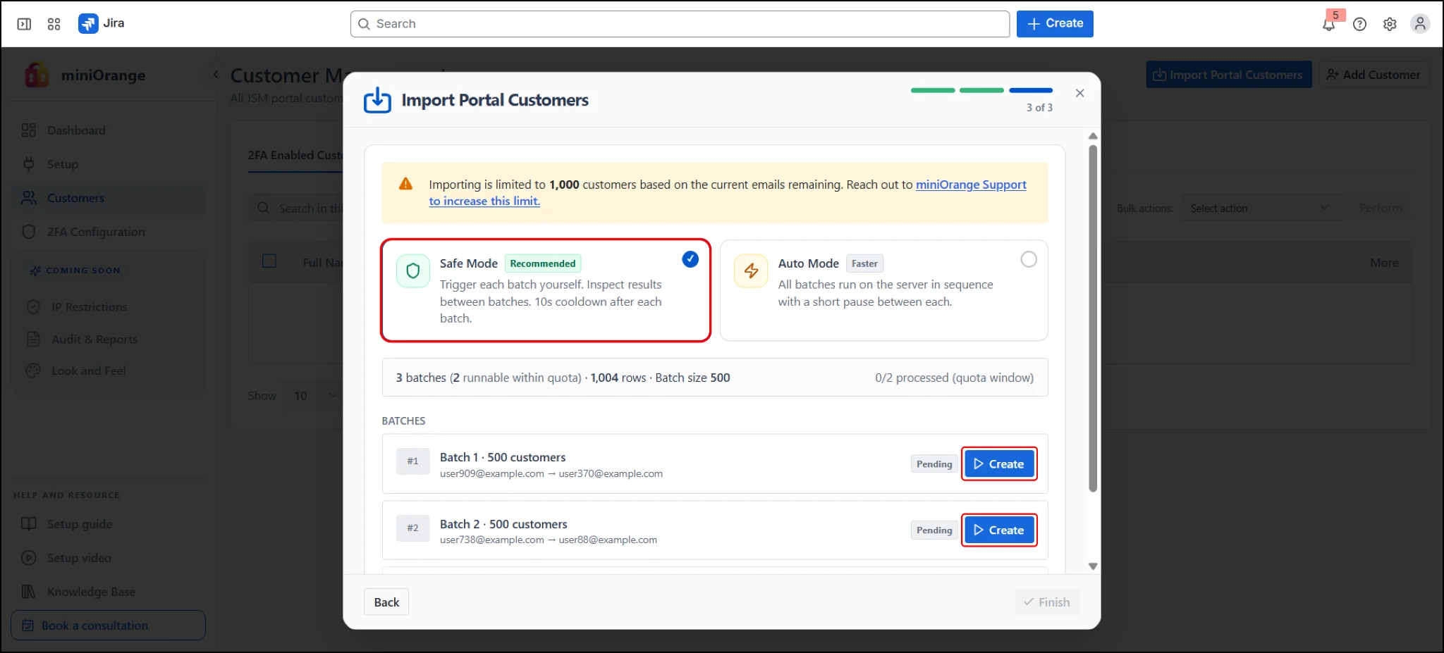 Import Portal Customers