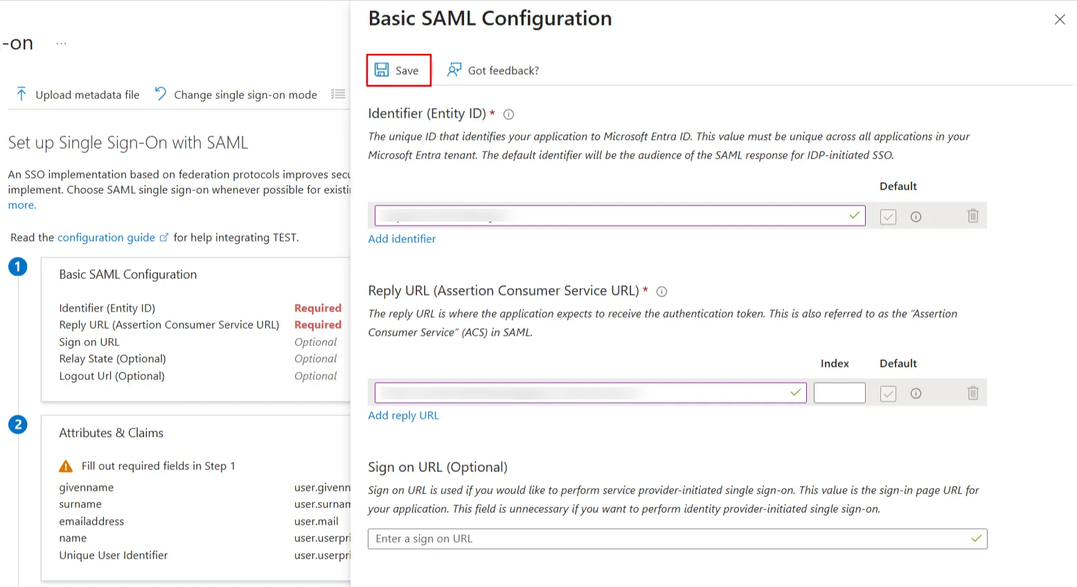 Single Sign On(SSO)using Microsoft Entra ID (Previously known as Azure AD), Entra ID SAML SSO new application basic saml config