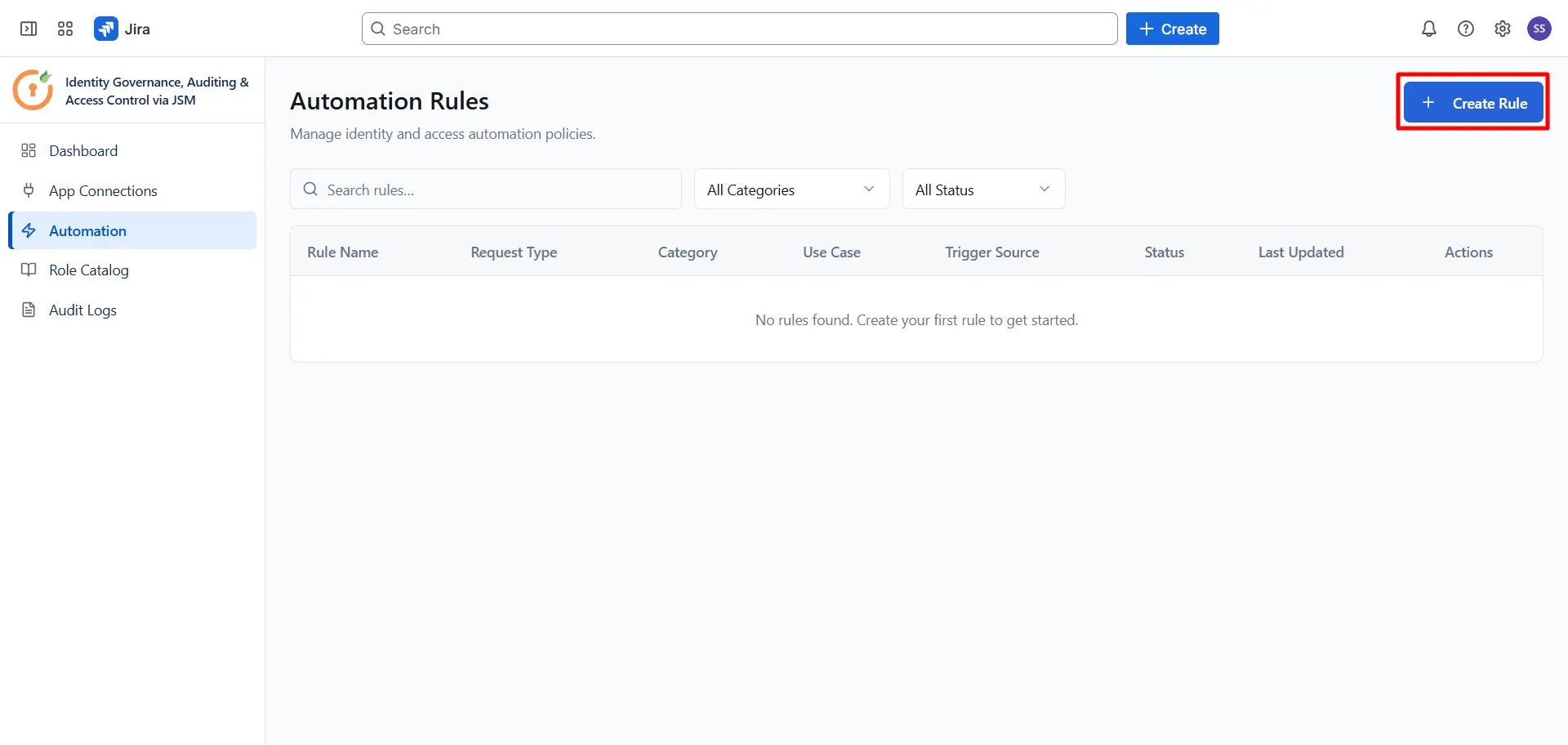 Create rule in Identity Governance