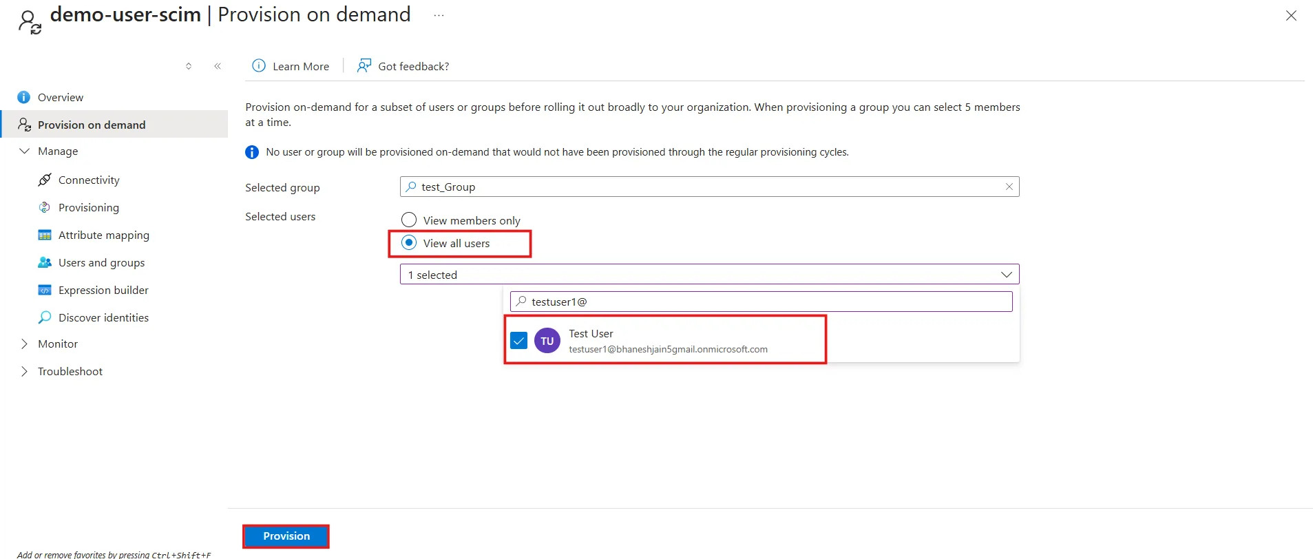 Entra ID Provision on Demand View All Users