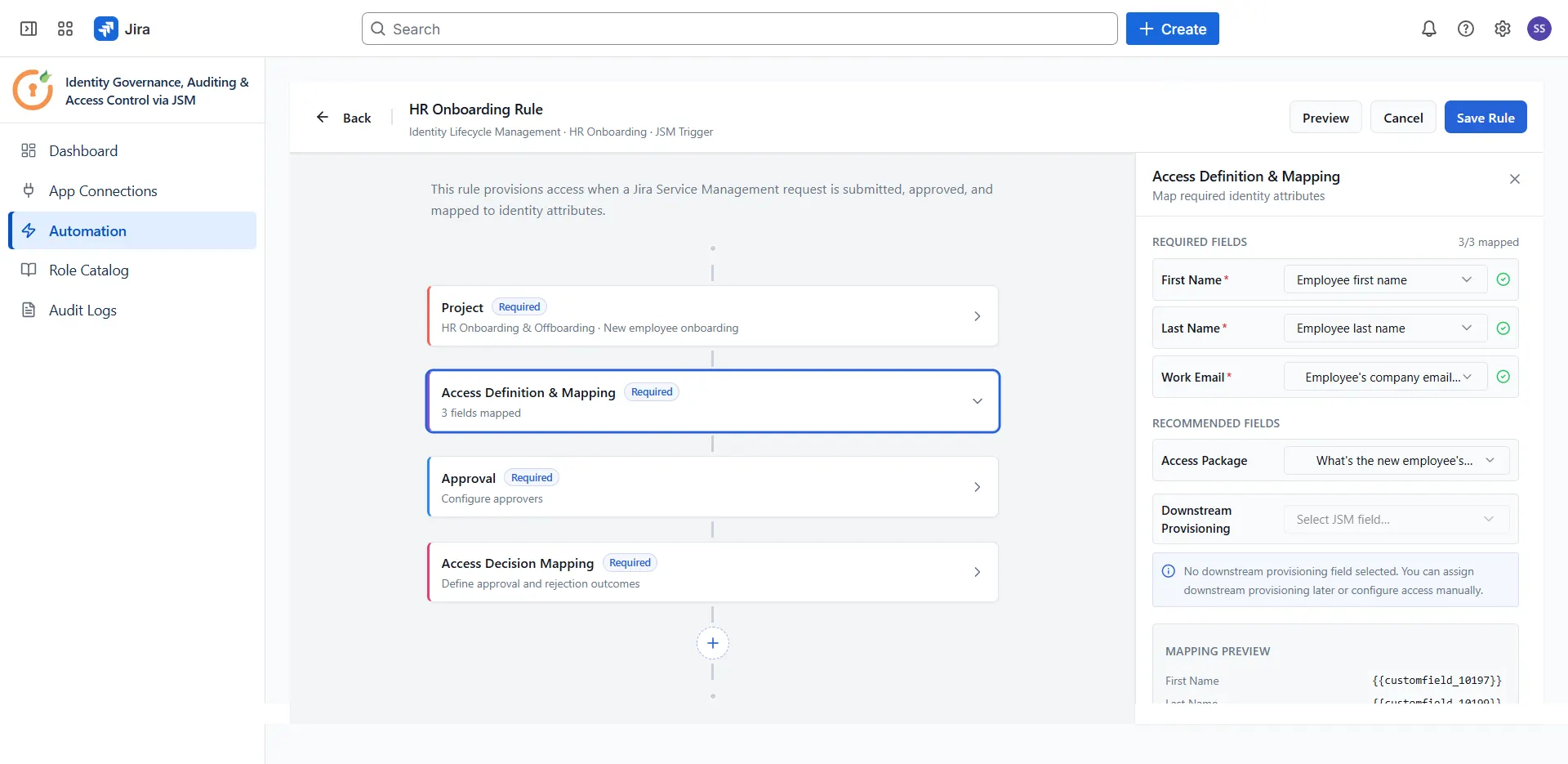 HR Onboarding access definition and mapping