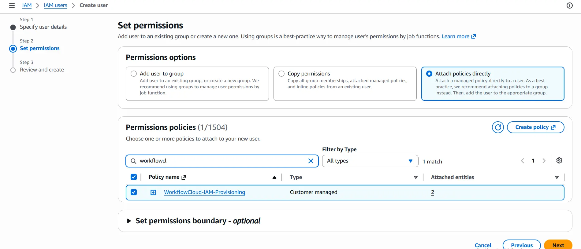 Set permissions