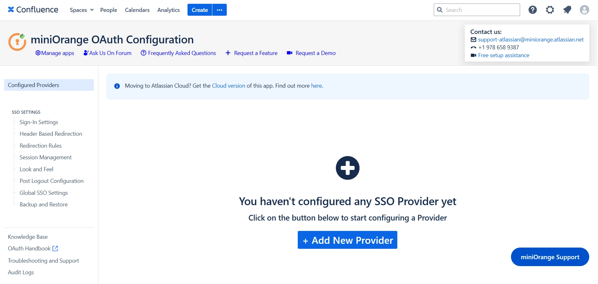 miniOrange OAuth/OIDC SSO plugin configuration page with the Add New Provider button highlighted