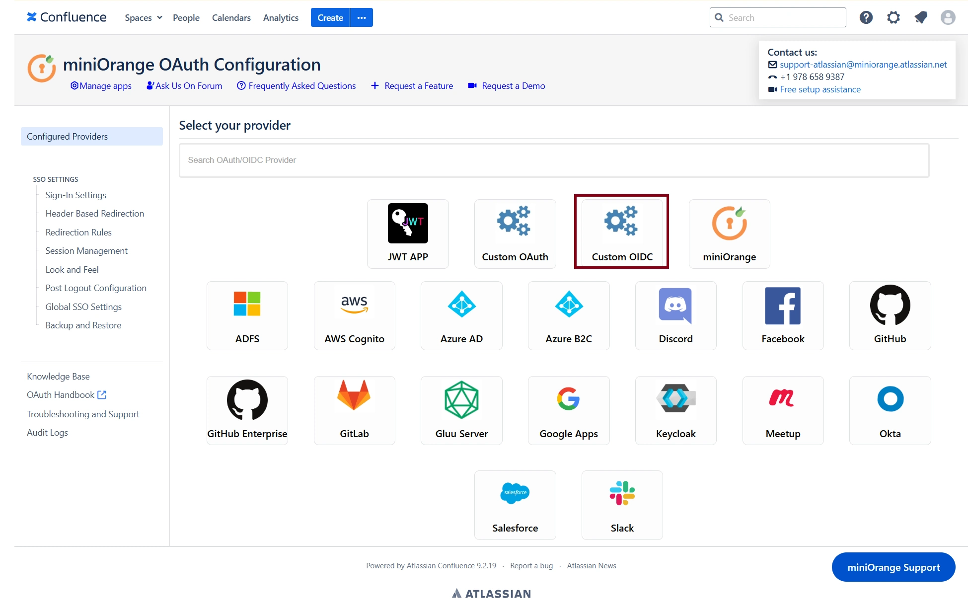 List of supported providers with Custom OIDC App selected using Okta as the example