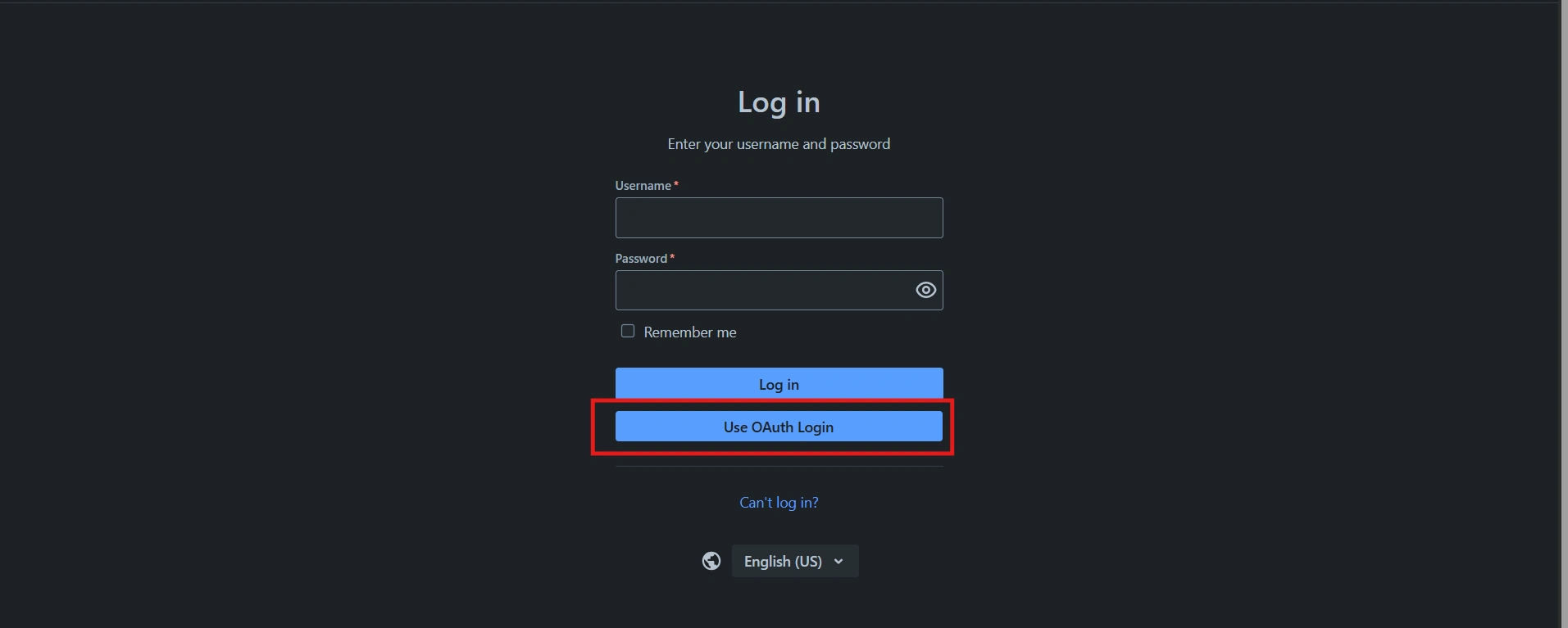 Confluence login page with the Use OAuth Login button visible